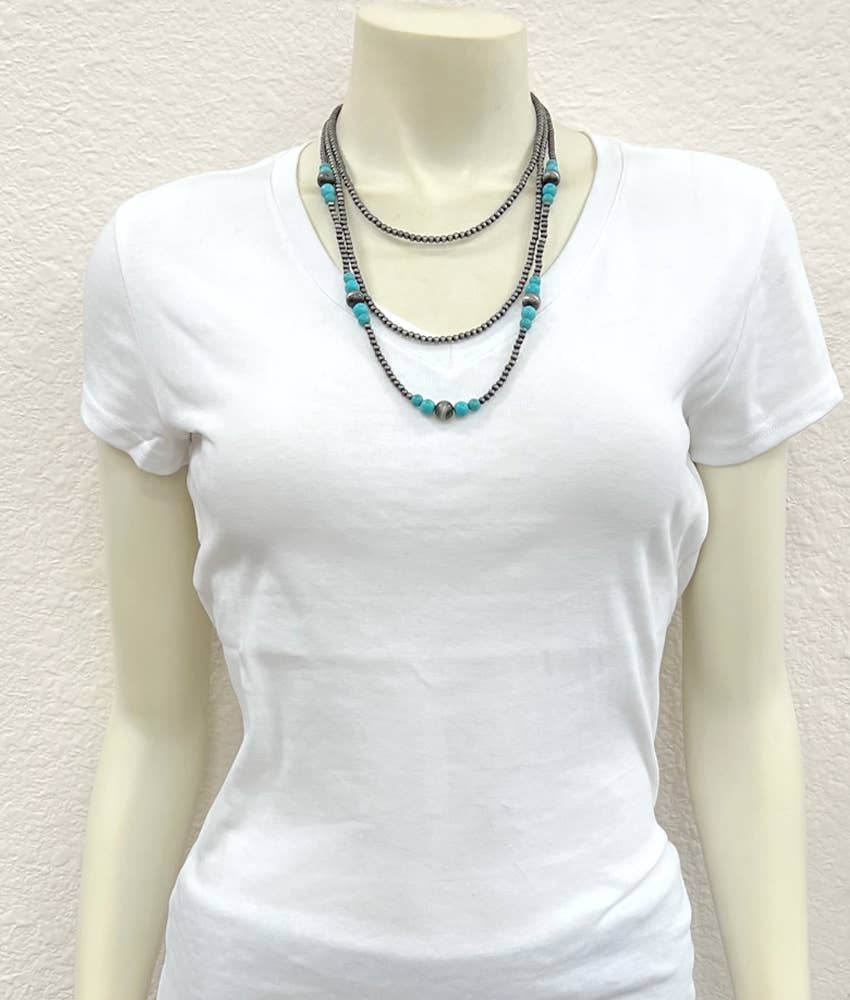 735603, Handmade 22" Navajo Turquoise Necklace