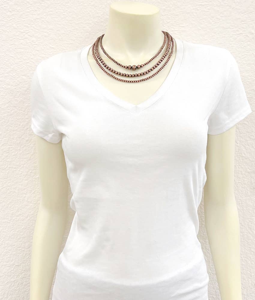 739456, Handmade 18" Copper Navajo Bead Necklace