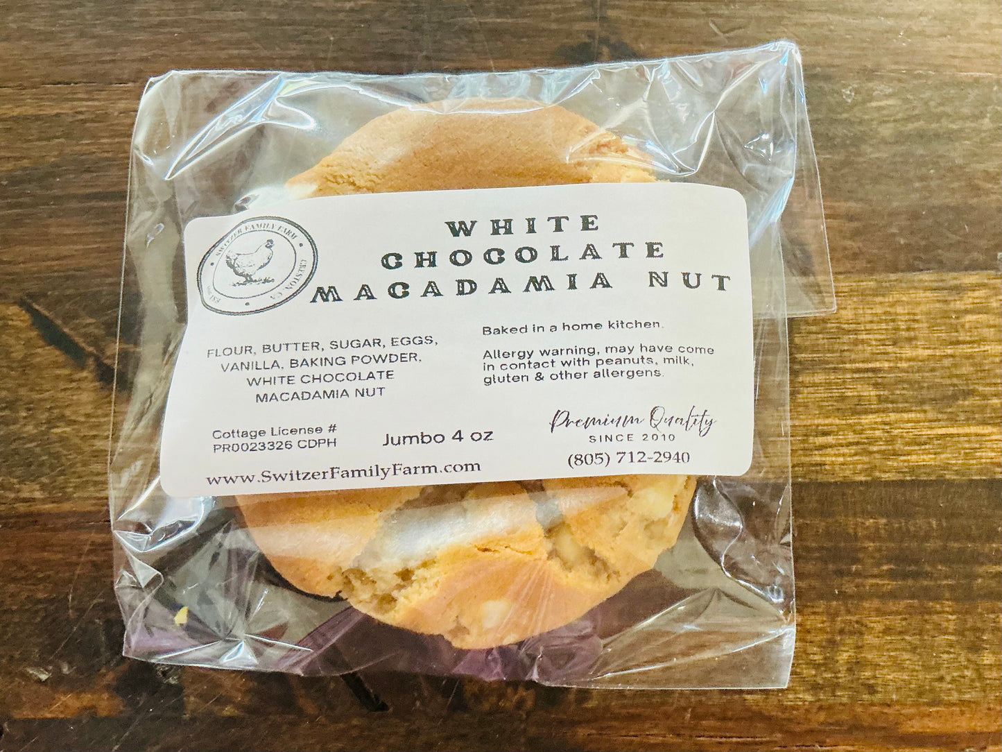 Switzer Family Farm Medium White Chocolate Macadamia Nut Cookie