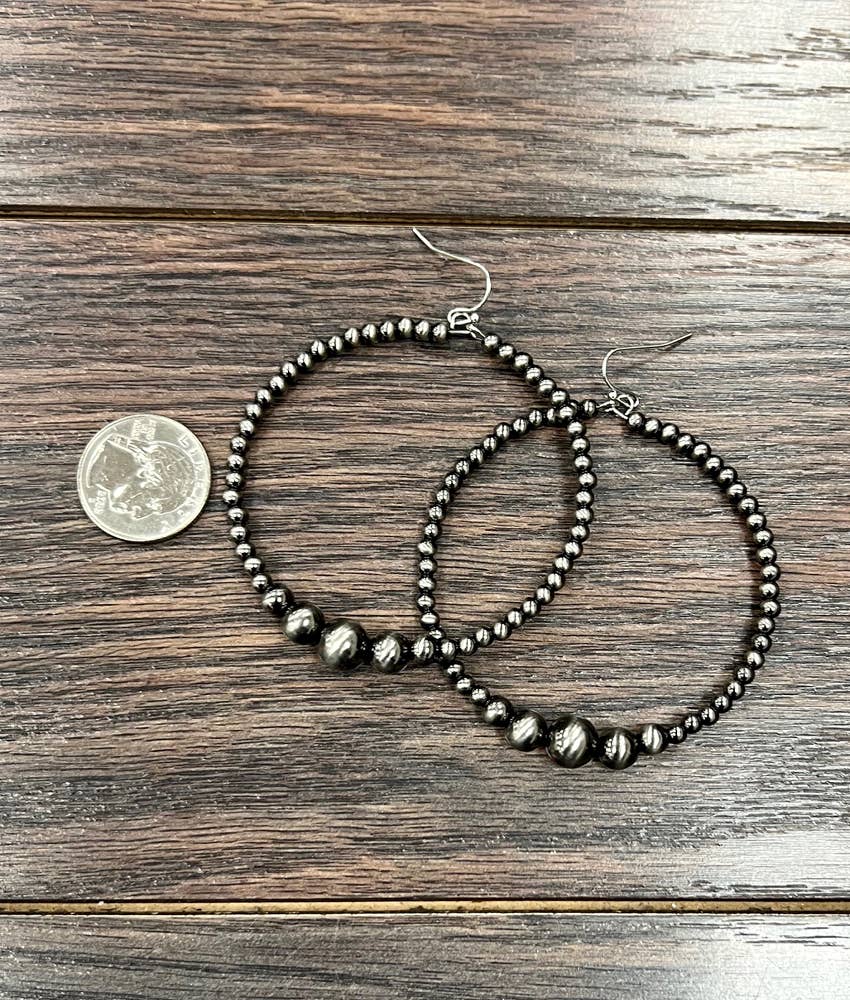 725326, Handmade Polish Navajo Bead, 65mm Hoop Earrings