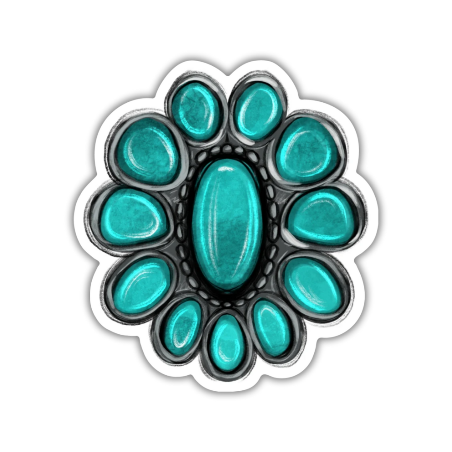 Turquoise Concho Western Cowgirl Sticker