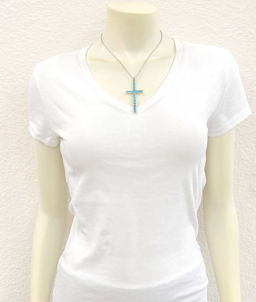 739484, 16" Crystal Cross Necklace
