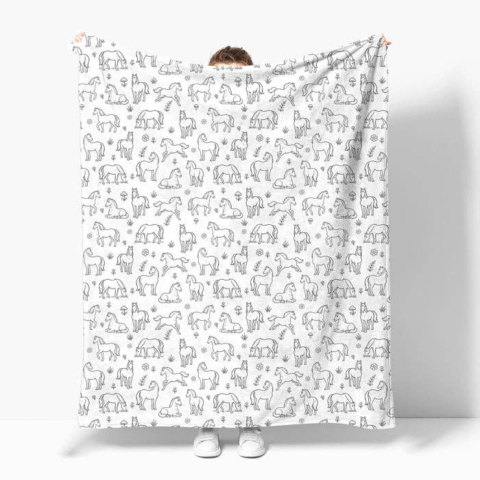 DIY Horse Throw Blanket 60" x 72" includes Fabric Markers