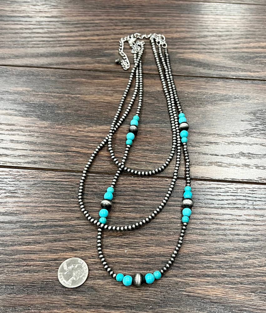 735603, Handmade 22" Navajo Turquoise Necklace