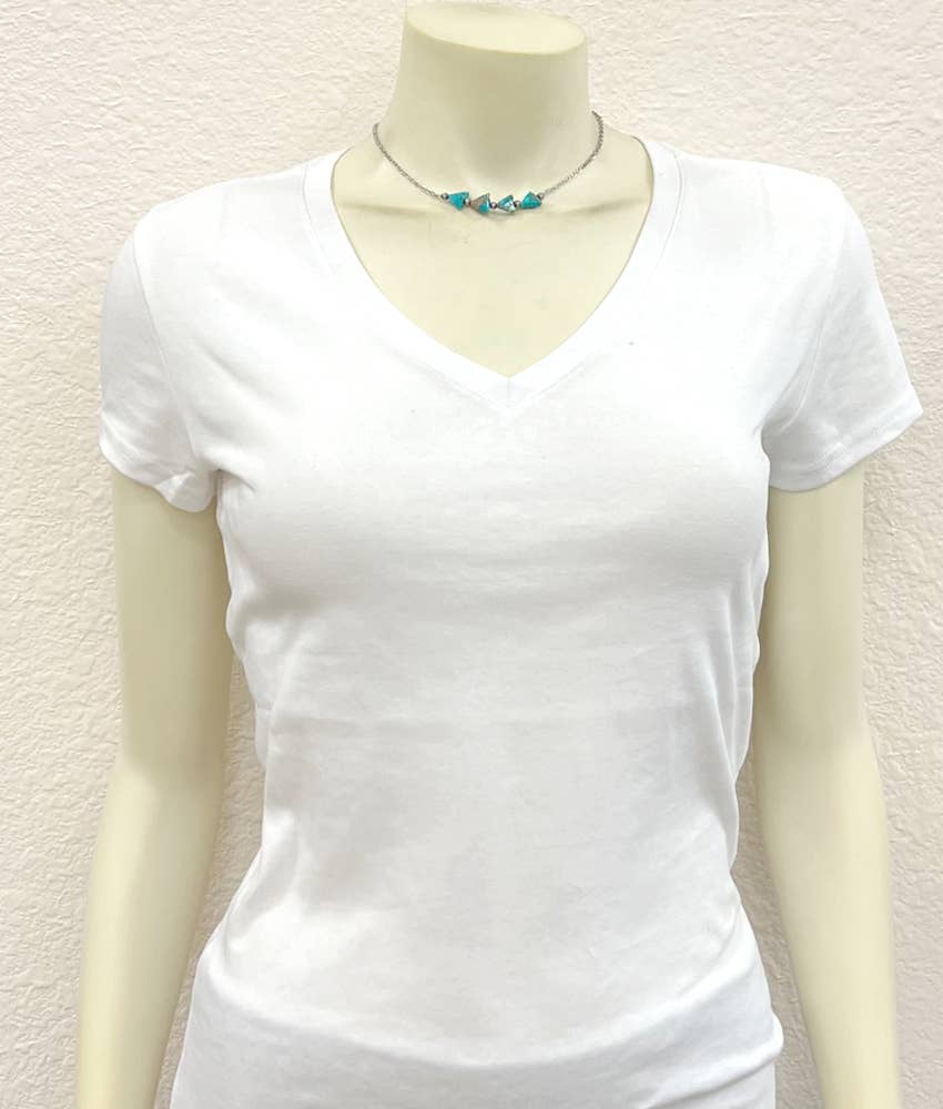 736306, Handmade 15" 10mm Arrowhead Gemstone Necklace