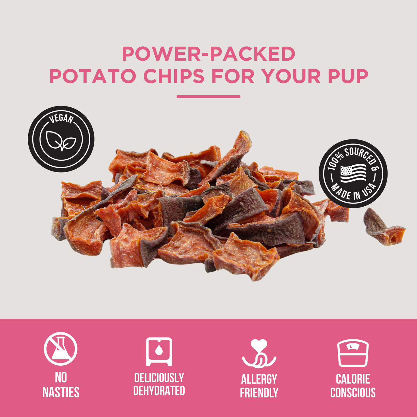 The Only Dehydrated Sweet Potato Bites Dogs Need: 8 oz
