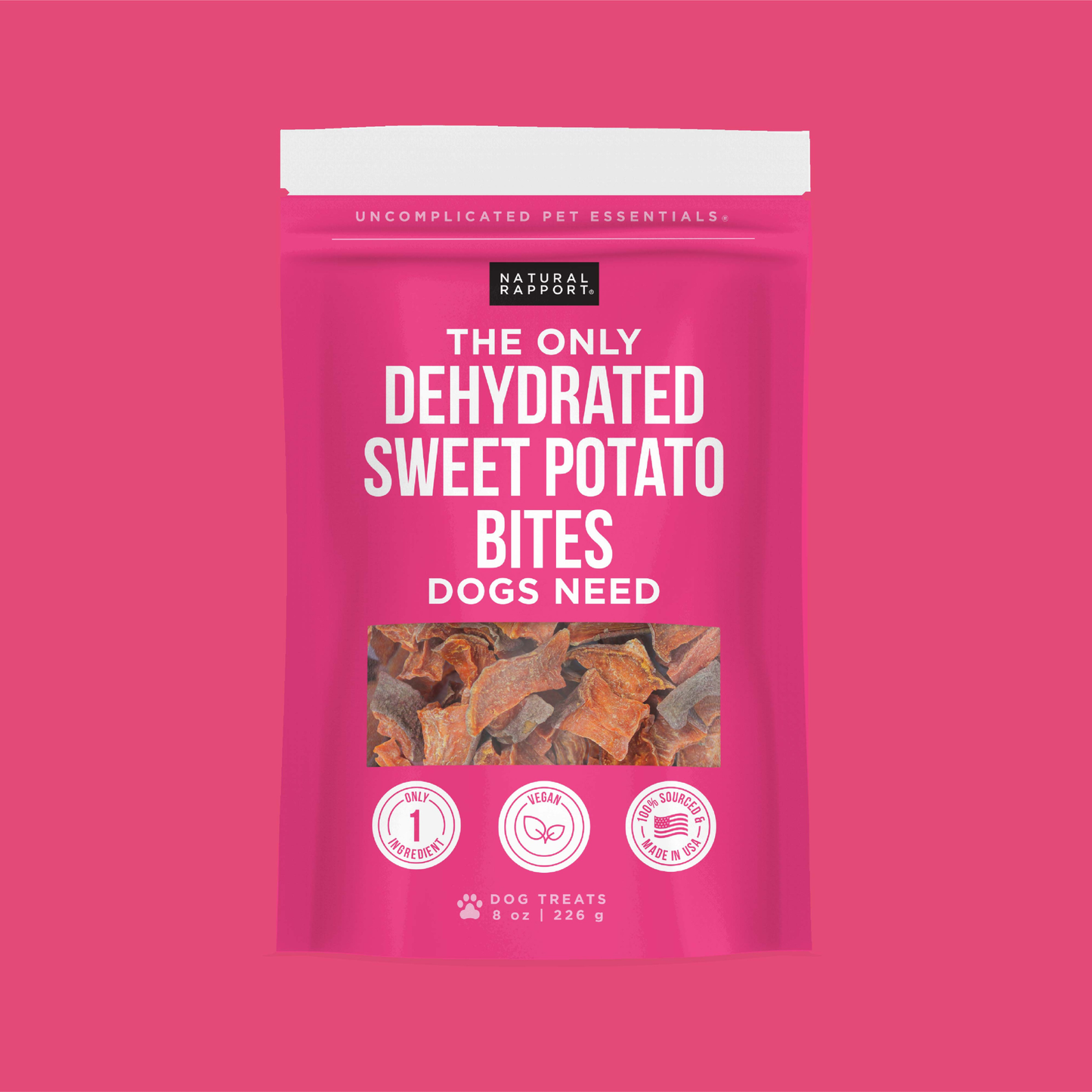 The Only Dehydrated Sweet Potato Bites Dogs Need: 8 oz