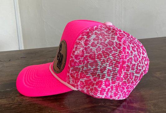 SM Hot Pink Leopard Mesh Back Hat