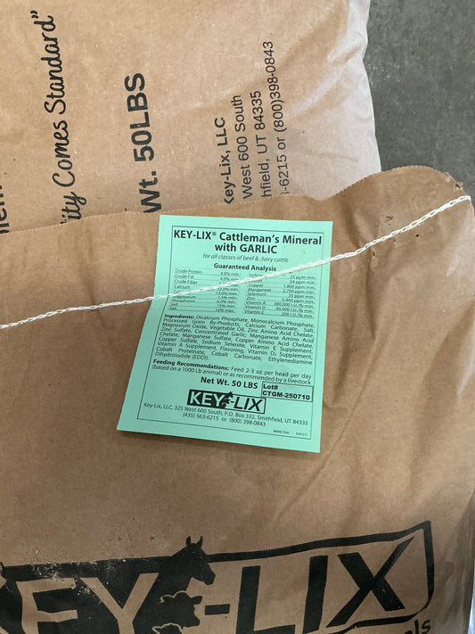 Key Lix Cattleman's Mineral with GARLIC  50lb BAGS