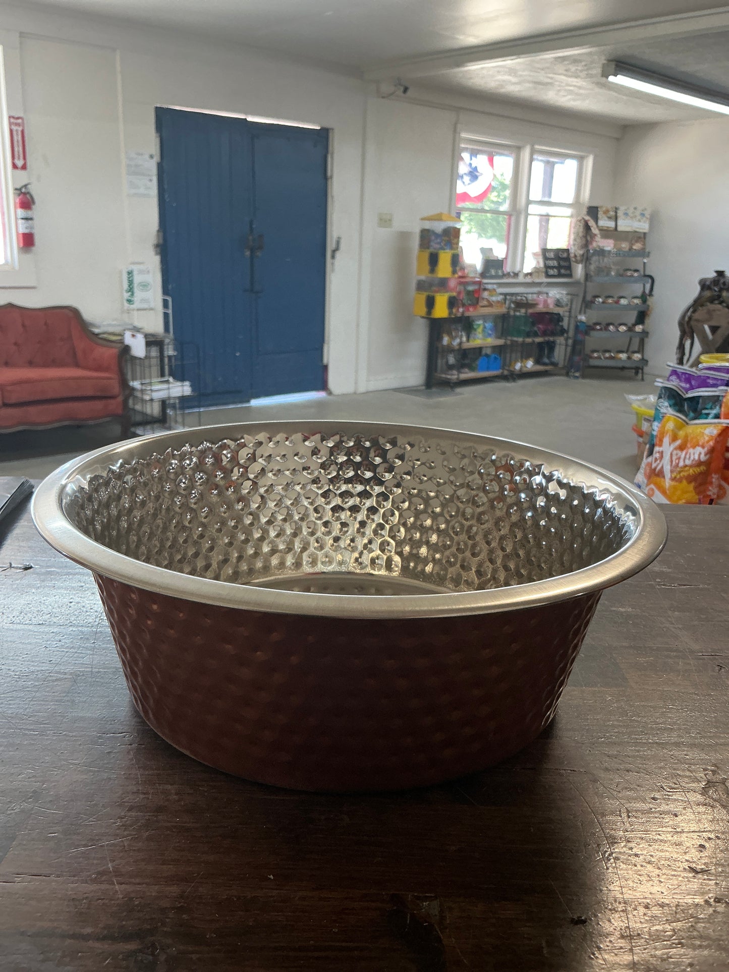 Large Honeycomb Copper Dog Bowl