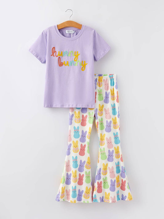 Easter Purple Print Girls Outfit: 6