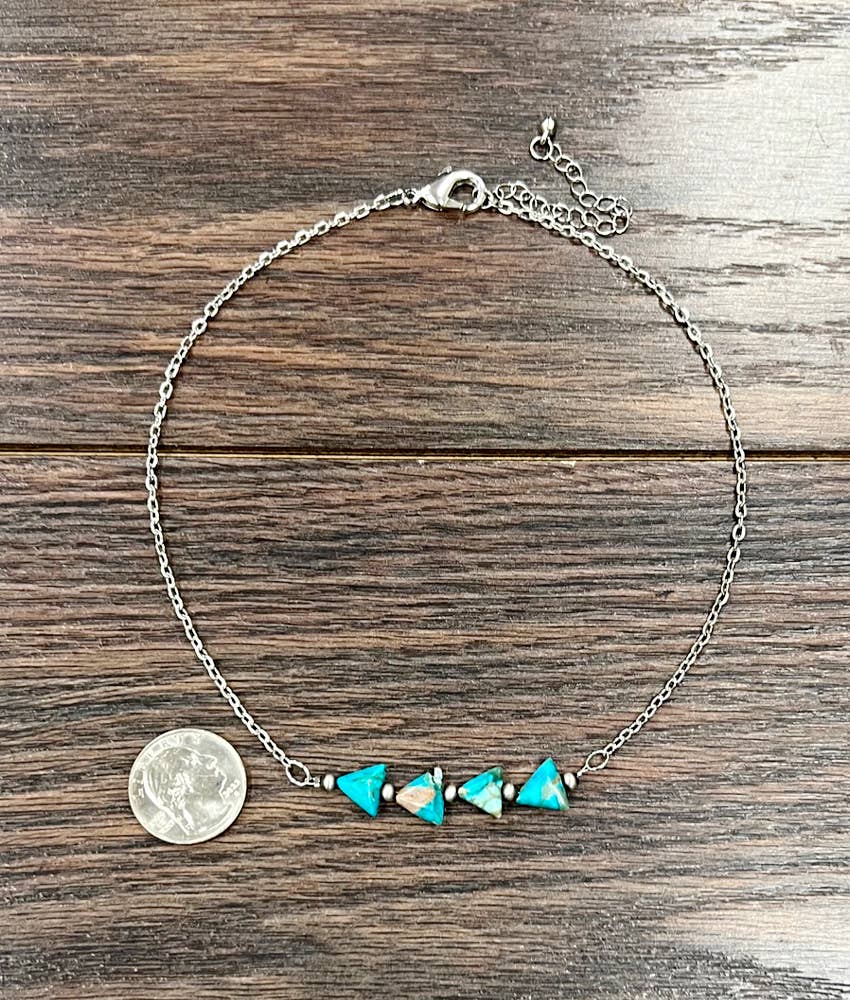 736306, Handmade 15" 10mm Arrowhead Gemstone Necklace